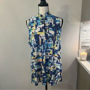 Simplicite Jamie Sadock Women's Golf Sleeveless Shirt Multi Color SZ XL